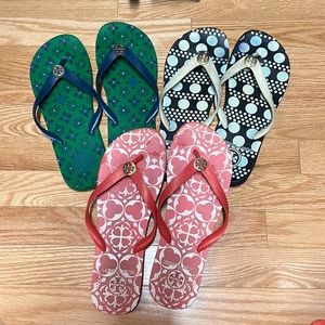 Well loved Tory Burch Flip flops Size 10